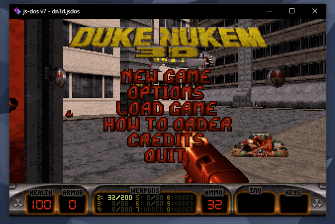 JS-DOS running Duke Nukem 3D