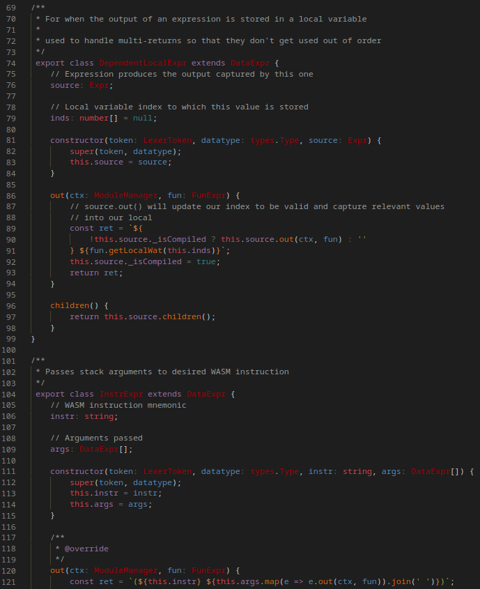 Screenshot of typescript code from the compiler
